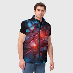 Мужской жилет Синие камни с красным светом, цвет: 3D-черный — фото 2