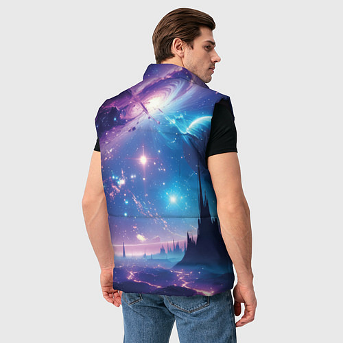 Мужской жилет Звездный город в космосе / 3D-Черный – фото 4