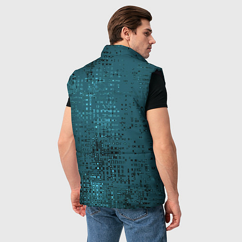 Мужской жилет Тёмный бирюзовый абстракция однотонный / 3D-Черный – фото 4
