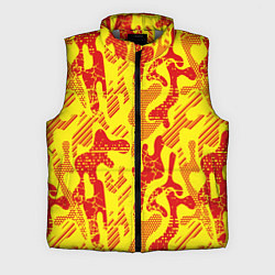 Мужской жилет Абстракция красный рисунок на желтом фоне, цвет: 3D-светло-серый