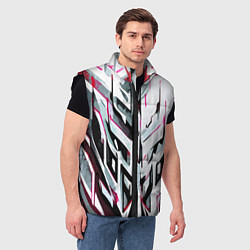 Мужской жилет Хаотичная красно-белая абстракция, цвет: 3D-черный — фото 2