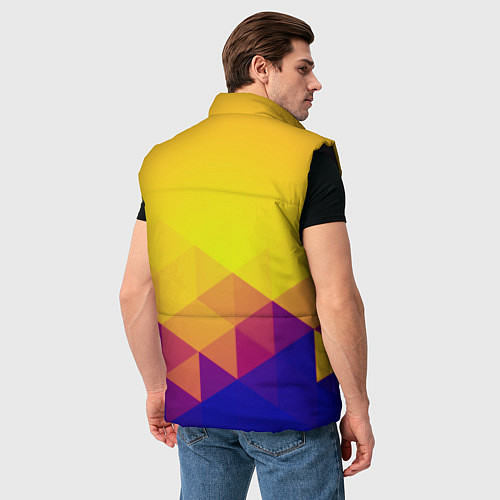 Мужской жилет Желтая геометрия - спорт Россия с гербом / 3D-Черный – фото 4