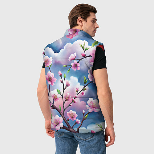 Мужской жилет Облака цветов сакуры / 3D-Красный – фото 4