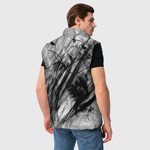 Мужской жилет Серый абстрактный серо-черный шрих / 3D-Черный – фото 4