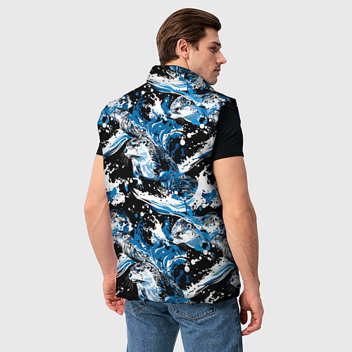 Мужской жилет Выдры в речке на волнах - паттерн / 3D-Черный – фото 4