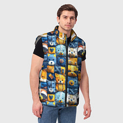 Мужской жилет Пэчворк с мордашками енотов, цвет: 3D-светло-серый — фото 2