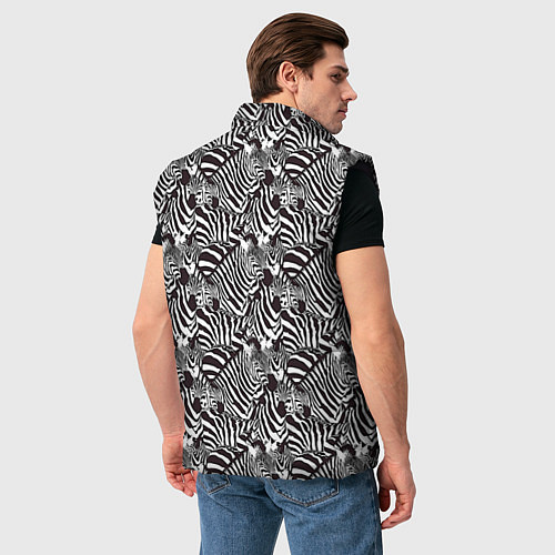 Мужской жилет Абстрактный черно-белый узор с зеброй / 3D-Черный – фото 4