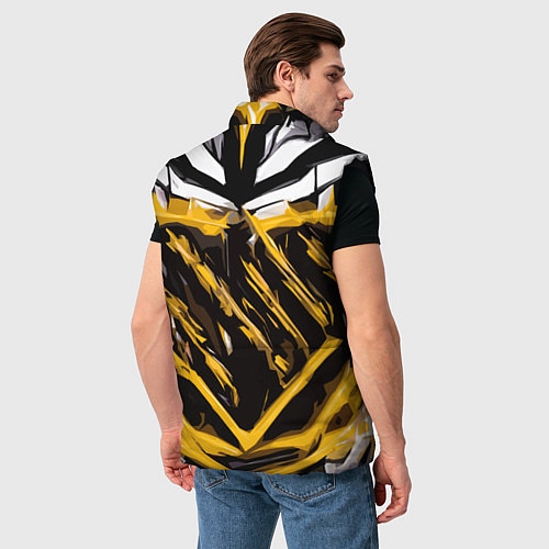 Мужской жилет Yellow and white abstraction on a black background / 3D-Черный – фото 4