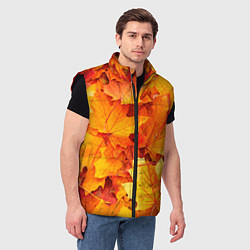 Мужской жилет Осень - клиновые листья, цвет: 3D-черный — фото 2