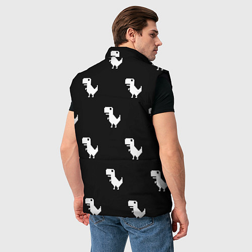 Мужской жилет С пиксельными силуэтами 8 бит динозавриков / 3D-Черный – фото 4