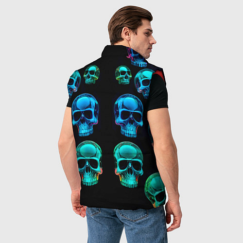 Мужской жилет Neon skulls - ai art pattern / 3D-Красный – фото 4