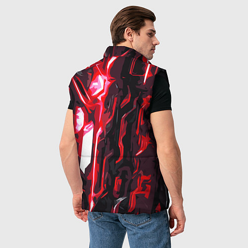 Мужской жилет Красно-чёрная киберпанк абстракция / 3D-Черный – фото 4