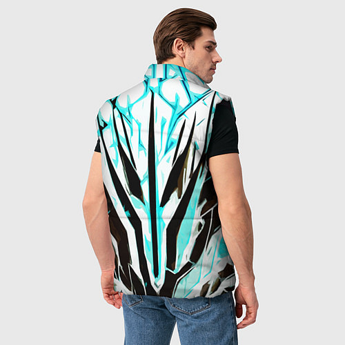 Мужской жилет Чёрно-голубая абстракция на белом фоне / 3D-Черный – фото 4
