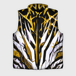 Мужской жилет Чёрный фон, жёлто-белая абстракция, цвет: 3D-черный