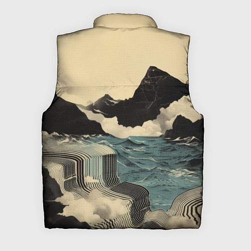 Мужской жилет Ретро пейзаж в Японском стиле / 3D-Светло-серый – фото 2