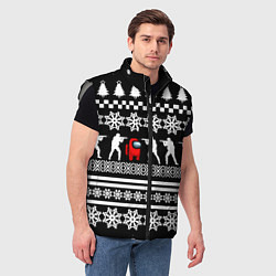Мужской жилет Among us x cs go, цвет: 3D-светло-серый — фото 2