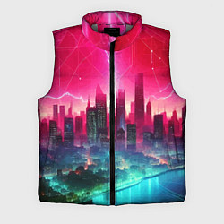 Мужской жилет Неоновая гроза в мегаполисе - удар молнии