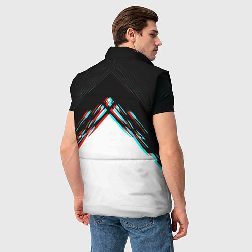 Мужской жилет Краски глитч герб РФ / 3D-Черный – фото 4