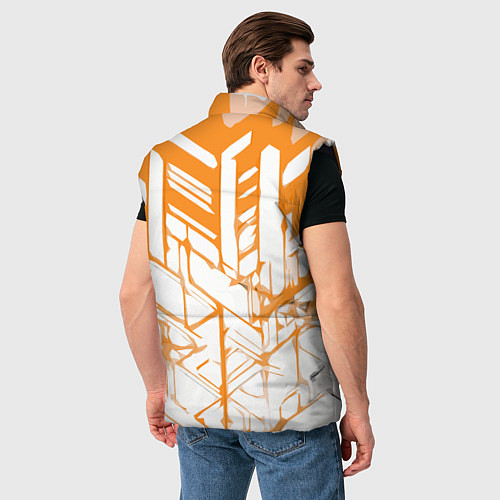 Мужской жилет Агрессивные оранжевые полосы на белом фоне / 3D-Черный – фото 4