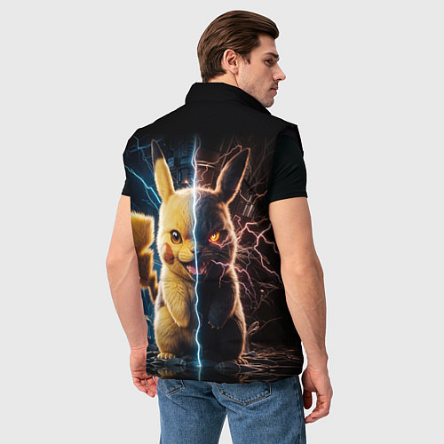 Мужской жилет Злой и милый Пикачу / 3D-Черный – фото 4