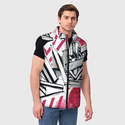 Мужской жилет Скетч архитектуры - акварельная абстракция, цвет: 3D-черный — фото 2