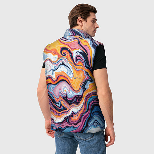Мужской жилет Жидкие разноцветные краски / 3D-Черный – фото 4