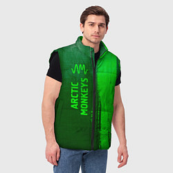 Мужской жилет Arctic Monkeys - green gradient по-вертикали, цвет: 3D-черный — фото 2