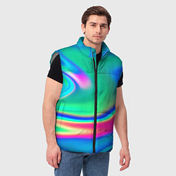 Мужской жилет Неоновые голографические краски - светло-голубоват, цвет: 3D-светло-серый — фото 2