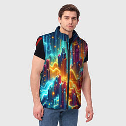 Мужской жилет Neon metropolis - vaporwave, цвет: 3D-красный — фото 2