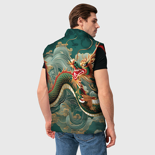 Мужской жилет Японский дракон контрасты / 3D-Красный – фото 4
