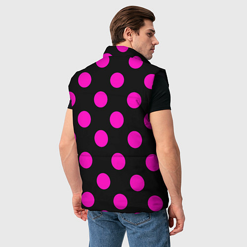 Мужской жилет Эмо эстетика - черно розовый горох / 3D-Черный – фото 4