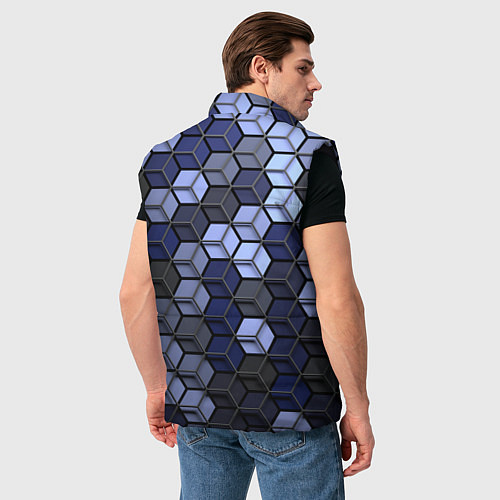 Мужской жилет Серо синие соты / 3D-Черный – фото 4
