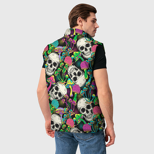 Мужской жилет Черепа и грибы паттерн / 3D-Черный – фото 4