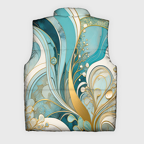 Мужской жилет Бирюзовый с белым растительный узор в мягких тонах / 3D-Светло-серый – фото 2