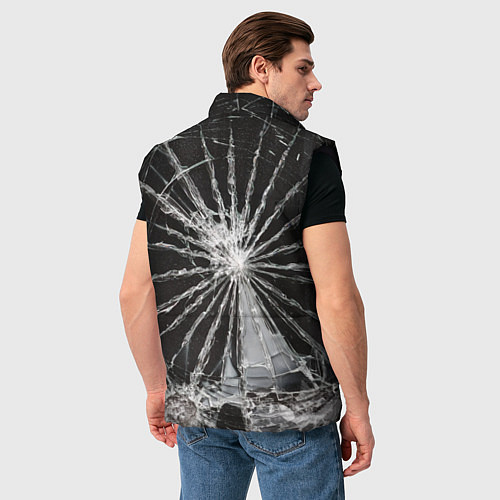 Мужской жилет Треснутое стекло черная текстура / 3D-Черный – фото 4