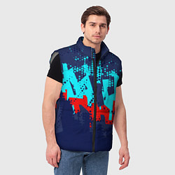 Мужской жилет Красно-синяя абстракция, цвет: 3D-светло-серый — фото 2
