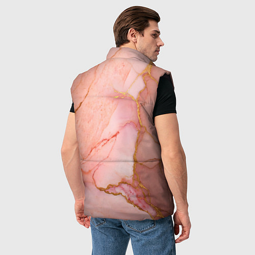 Мужской жилет Текстура розового мрамора с золотом / 3D-Черный – фото 4