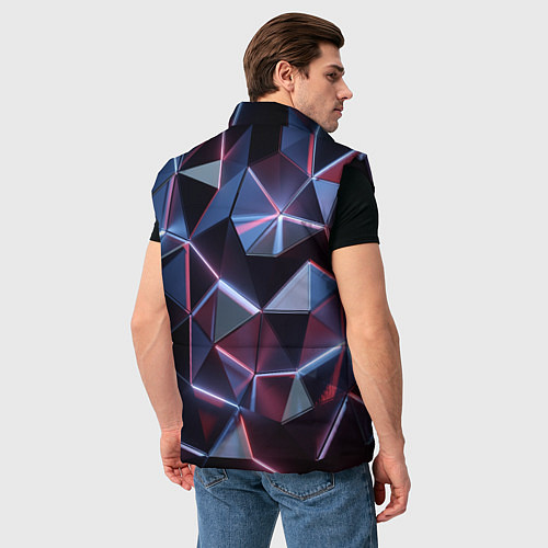 Мужской жилет Неоновые геометрические плиты / 3D-Черный – фото 4