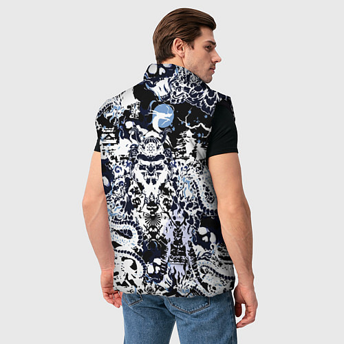 Мужской жилет Японский самурай и драконы / 3D-Черный – фото 4