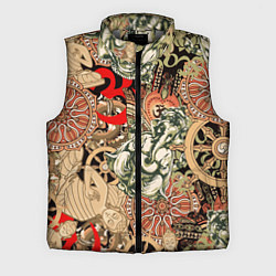 Мужской жилет Будда и Ганеша на фоне сансары и мандалы, цвет: 3D-светло-серый