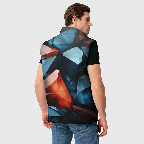 Мужской жилет Синие и янтарные камни / 3D-Черный – фото 4