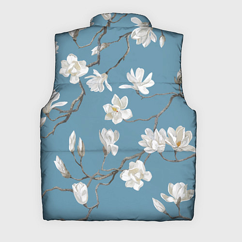Мужской жилет Цветы акварелью ветки магнолии / 3D-Светло-серый – фото 2