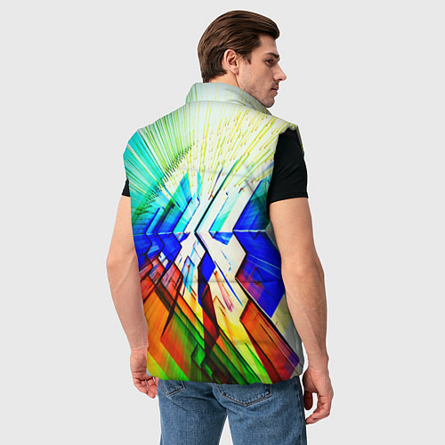 Мужской жилет Неоновая абстракция стекло / 3D-Черный – фото 4