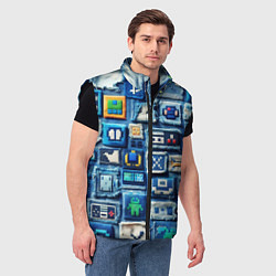 Мужской жилет Пэчворк с геймерскими знаками, цвет: 3D-черный — фото 2