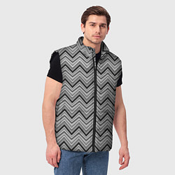 Мужской жилет Серо белый геометрический узор зигзаг, цвет: 3D-черный — фото 2