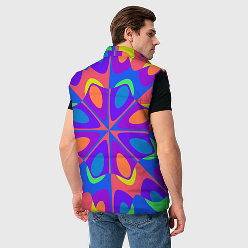 Мужской жилет Оптический узор красочная мозаика / 3D-Черный – фото 4