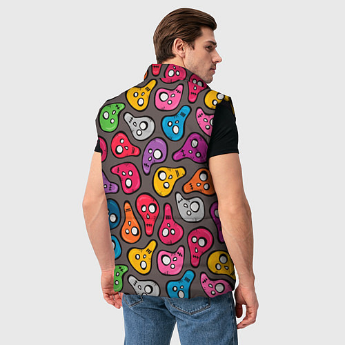 Мужской жилет Забавные цветные черепа / 3D-Черный – фото 4