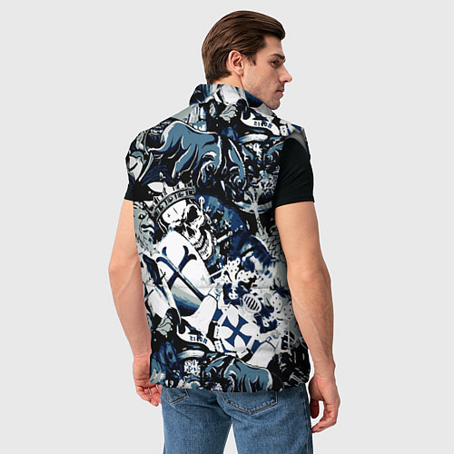 Мужской жилет Рыцари средневековья цербер и череп короля / 3D-Светло-серый – фото 4