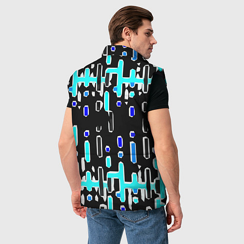 Мужской жилет Синие линии и точки на чёрном фоне / 3D-Черный – фото 4