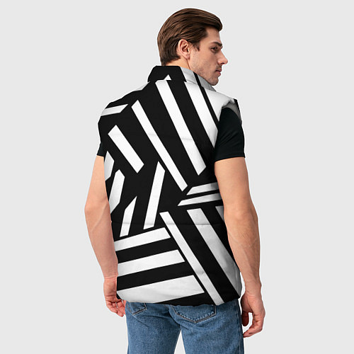 Мужской жилет Геометрические линии - абстракция чб коллаж / 3D-Светло-серый – фото 4